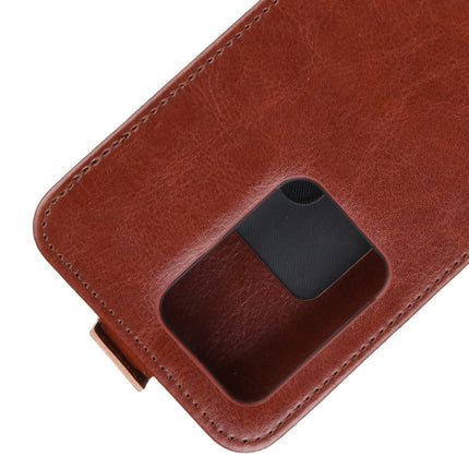 For Galaxy S20 Ultra R64 Texture Single Vertical Flip Leather Protective Case with Card Slots & Photo Frame(Brown)-garmade.com