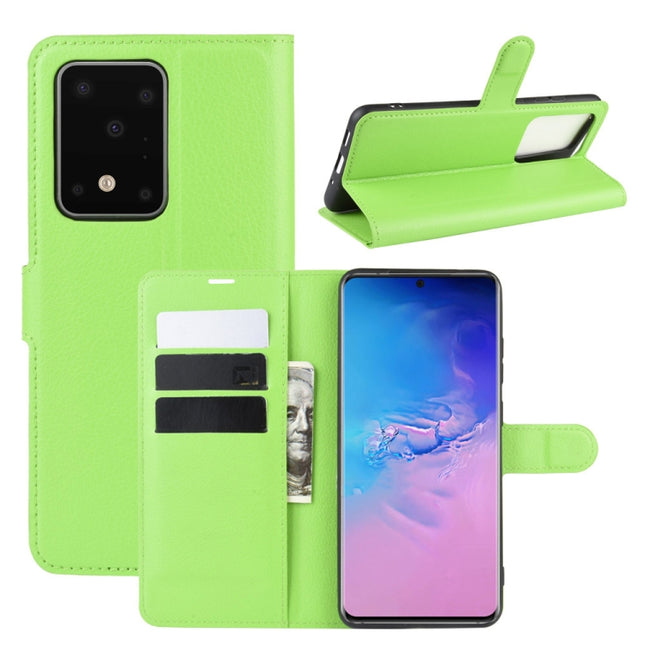 For Galaxy S20 Ultra Litchi Texture Horizontal Flip Protective Case with Holder & Card Slots & Wallet(Green)-garmade.com
