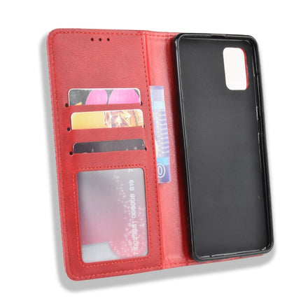 For Galaxy S20+ Magnetic Buckle Retro Crazy Horse Texture Horizontal Flip Leather Case with Holder & Card Slots & Photo Frame(Red)-garmade.com