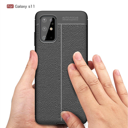 For Galaxy S20+ Litchi Texture TPU Shockproof Case(Black)-garmade.com
