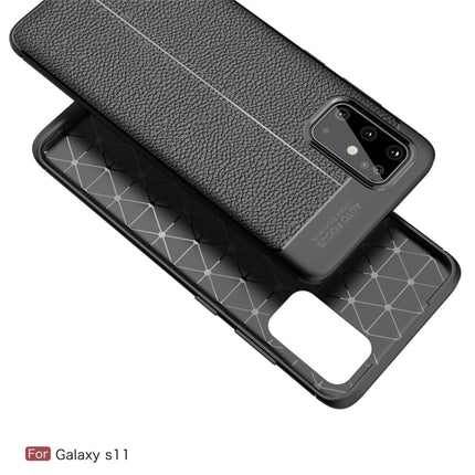 For Galaxy S20+ Litchi Texture TPU Shockproof Case(Navy Blue)-garmade.com