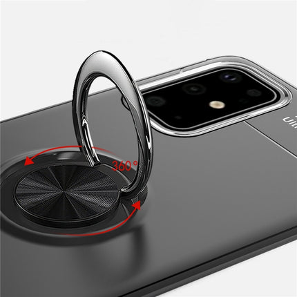 For Galaxy S20+ Metal Ring Holder 360 Degree Rotating TPU Case(Black+Black)-garmade.com