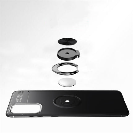 For Galaxy S20+ Metal Ring Holder 360 Degree Rotating TPU Case(Black+Black)-garmade.com