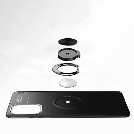 For Galaxy S20+ Metal Ring Holder 360 Degree Rotating TPU Case(Black+Blue)-garmade.com