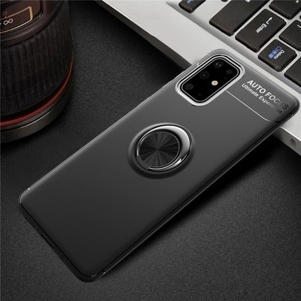 For Galaxy S20+ Metal Ring Holder 360 Degree Rotating TPU Case(Black+Red)-garmade.com