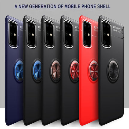 For Galaxy S20+ Metal Ring Holder 360 Degree Rotating TPU Case(Black+Red)-garmade.com