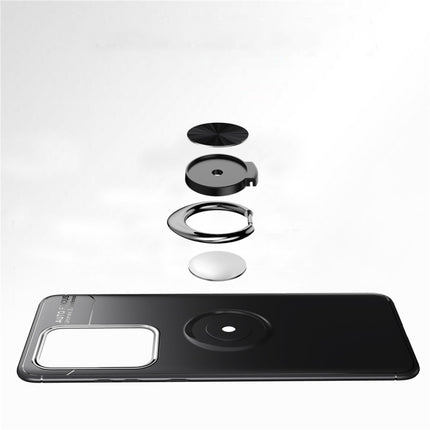 For Galaxy S20 Ultra Metal Ring Holder 360 Degree Rotating TPU Case(Black+Black)-garmade.com