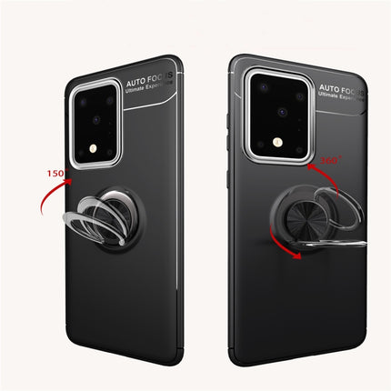 For Galaxy S20 Ultra Metal Ring Holder 360 Degree Rotating TPU Case(Black+Red)-garmade.com