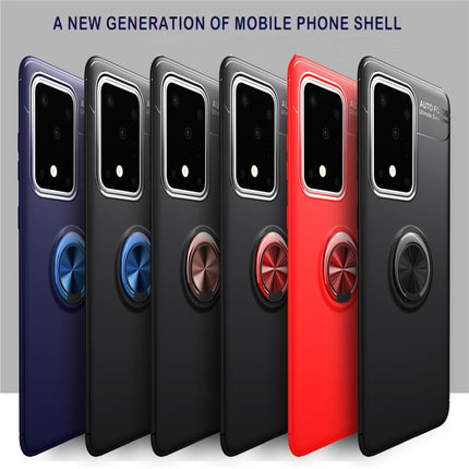 For Galaxy S20 Ultra Metal Ring Holder 360 Degree Rotating TPU Case(Black+Red)-garmade.com