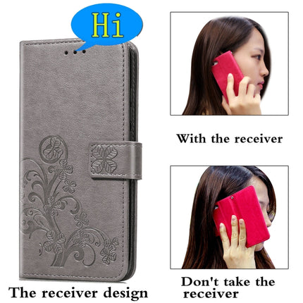 For Galaxy S20+ Four-leaf Clasp Embossed Buckle Mobile Phone Protection Leather Case with Lanyard & Card Slot & Wallet & Bracket Function(Blue)-garmade.com