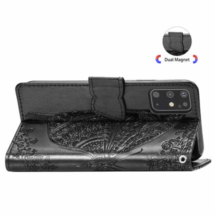For Galaxy S20+ Butterfly Love Flower Embossed Horizontal Flip Leather Case with Bracket / Card Slot / Wallet / Lanyard(Black)-garmade.com
