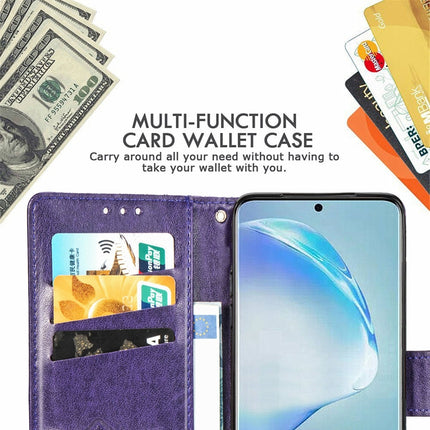 For Galaxy S20+ Butterfly Love Flower Embossed Horizontal Flip Leather Case with Bracket / Card Slot / Wallet / Lanyard(Blue)-garmade.com