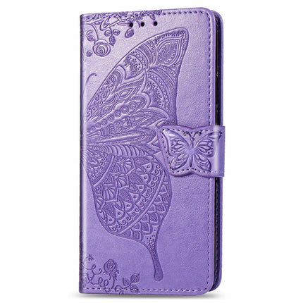 For Galaxy S20+ Butterfly Love Flower Embossed Horizontal Flip Leather Case with Bracket / Card Slot / Wallet / Lanyard(Light Purple)-garmade.com
