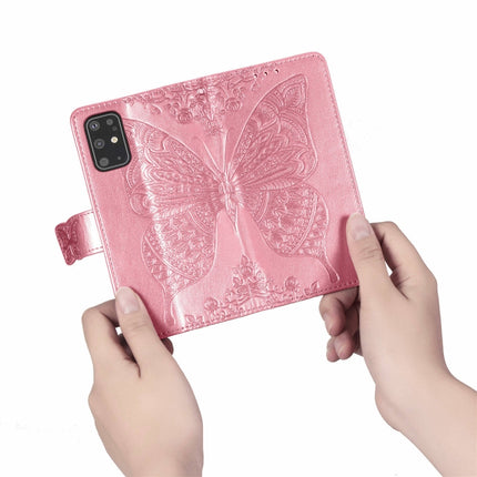 For Galaxy S20+ Butterfly Love Flower Embossed Horizontal Flip Leather Case with Bracket / Card Slot / Wallet / Lanyard(Rose Gold)-garmade.com