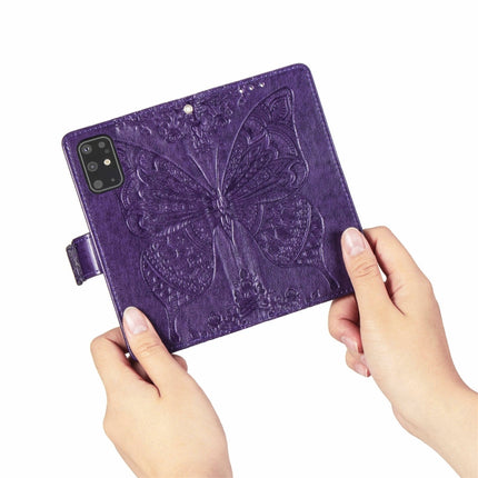 For Galaxy S20+ Butterfly Love Flower Embossed Horizontal Flip Leather Case with Bracket / Card Slot / Wallet / Lanyard(Dark Purple)-garmade.com