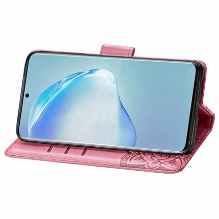 For Galaxy S20+ Butterfly Love Flower Embossed Horizontal Flip Leather Case with Bracket / Card Slot / Wallet / Lanyard(Pink)-garmade.com