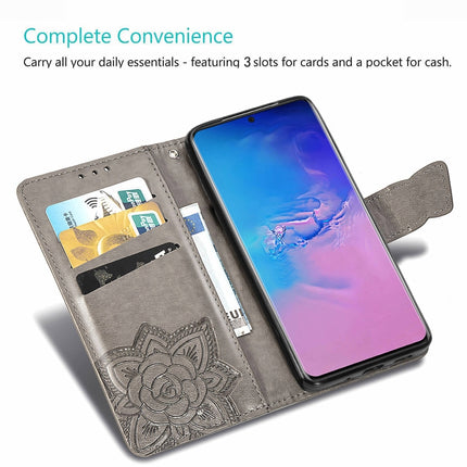 For Samsung Galaxy S20 Ultra Butterfly Love Flower Embossed Horizontal Flip Leather Case with Bracket / Card Slot / Wallet / Lanyard(Blue)-garmade.com