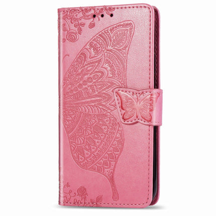 For Samsung Galaxy S20 Ultra Butterfly Love Flower Embossed Horizontal Flip Leather Case with Bracket / Card Slot / Wallet / Lanyard(Pink)-garmade.com