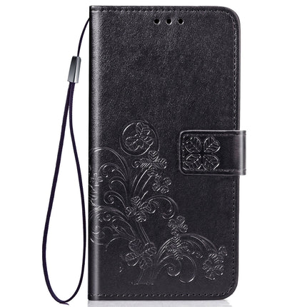 For Galaxy S20+ Lucky Clover Pressed Flowers Pattern Leather Case with Holder & Card Slots & Wallet & Hand Strap(Black)-garmade.com