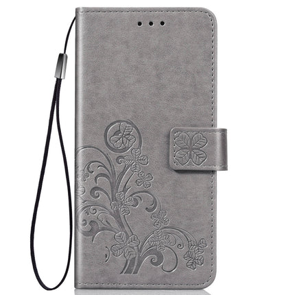 For Galaxy S20+ Lucky Clover Pressed Flowers Pattern Leather Case with Holder & Card Slots & Wallet & Hand Strap(Gray)-garmade.com