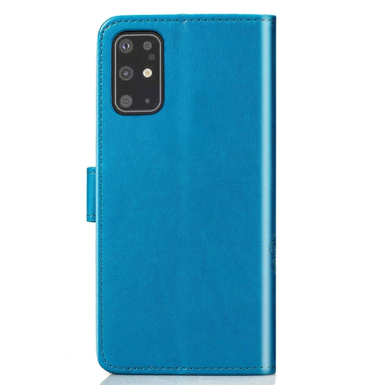 For Galaxy S20+ Lucky Clover Pressed Flowers Pattern Leather Case with Holder & Card Slots & Wallet & Hand Strap(Blue)-garmade.com