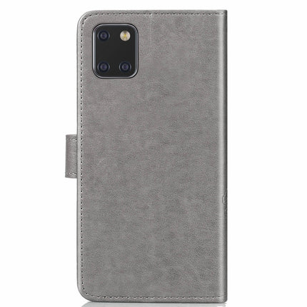 For Galaxy Note10 Lite/A81/M60s Lucky Clover Pressed Flowers Pattern Leather Case with Holder & Card Slots & Wallet & Hand Strap(Gray)-garmade.com