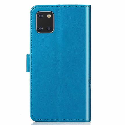 For Galaxy Note10 Lite/A81/M60s Lucky Clover Pressed Flowers Pattern Leather Case with Holder & Card Slots & Wallet & Hand Strap(Blue)-garmade.com