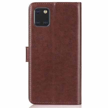 For Galaxy Note10 Lite/A81/M60s Lucky Clover Pressed Flowers Pattern Leather Case with Holder & Card Slots & Wallet & Hand Strap(Brown)-garmade.com