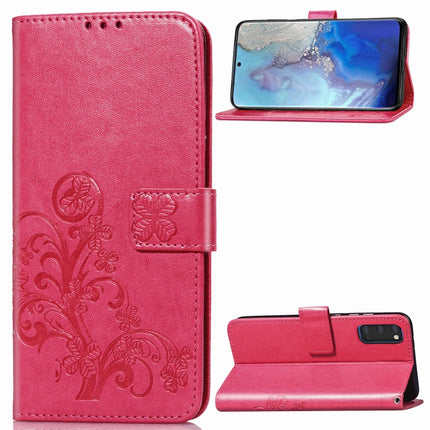 For Galaxy S20 Lucky Clover Pressed Flowers Pattern Leather Case with Holder & Card Slots & Wallet & Hand Strap(Rose)-garmade.com