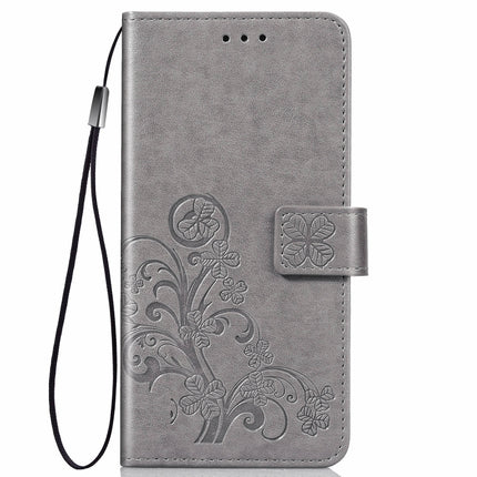 For Galaxy S20 Lucky Clover Pressed Flowers Pattern Leather Case with Holder & Card Slots & Wallet & Hand Strap(Gray)-garmade.com