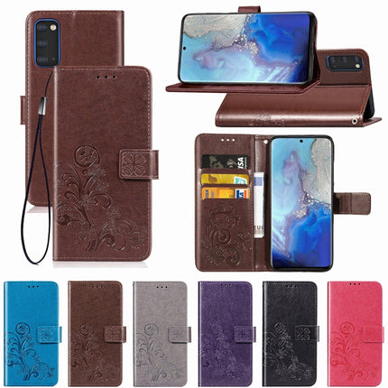 For Galaxy S20 Four-leaf Clasp Embossed Buckle Flip Leather Case with Lanyard & Card Slot & Wallet & Holder(Magenta)-garmade.com