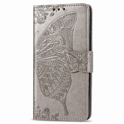 For Galaxy S20 Butterfly Love Flower Embossed Horizontal Flip Leather Case with Bracket / Card Slot / Wallet / Lanyard(Gray)-garmade.com