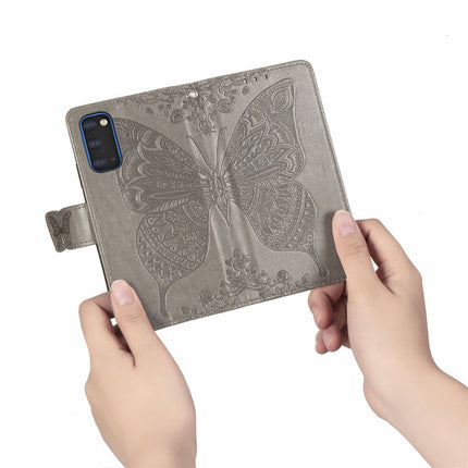 For Galaxy S20 Butterfly Love Flower Embossed Horizontal Flip Leather Case with Bracket / Card Slot / Wallet / Lanyard(Gray)-garmade.com