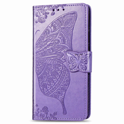 For Galaxy S20 Butterfly Love Flower Embossed Horizontal Flip Leather Case with Bracket / Card Slot / Wallet / Lanyard(Light Purple)-garmade.com