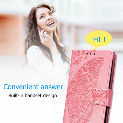 For Galaxy S20 Butterfly Love Flower Embossed Horizontal Flip Leather Case with Bracket / Card Slot / Wallet / Lanyard(Pink)-garmade.com