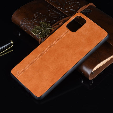 For Galaxy S20+ Shockproof Sewing Cow Pattern Skin PC + PU + TPU Case(Orange)-garmade.com