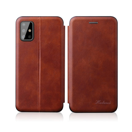 For Samsung Galaxy S20 Integrated Electricity Pressing Retro Texture Magnetic TPU+PU Leather Case with Card Slot & Holder(Brown)-garmade.com