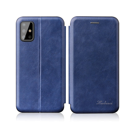 For Samsung Galaxy S20 Plus Integrated Electricity Pressing Retro Texture Magnetic TPU+PU Leather Case with Card Slot & Holder(Blue)-garmade.com