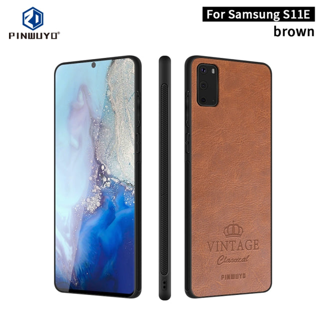 For Galaxy S20 PINWUYO Pin Rui Series Classical Leather, PC + TPU + PU Leather Waterproof And Anti-fall All-inclusive Protective Shell(Brown)-garmade.com