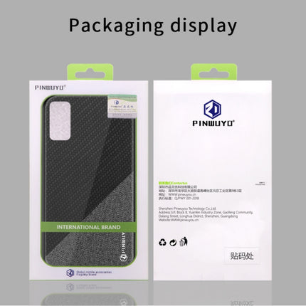 For Galaxy S20 PINWUYO Rong Series Shockproof PC + TPU+ Chemical Fiber Cloth Protective Cover(Black)-garmade.com
