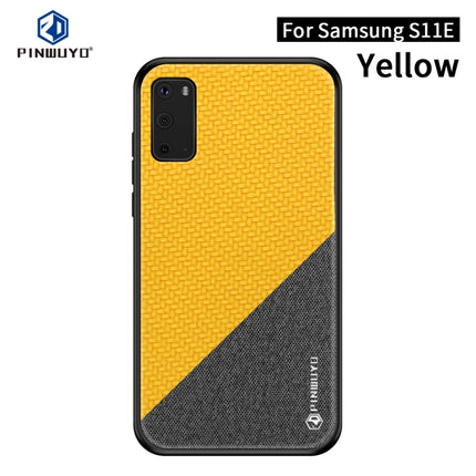 For Galaxy S20 PINWUYO Rong Series Shockproof PC + TPU+ Chemical Fiber Cloth Protective Cover(Yellow)-garmade.com