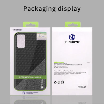 For Galaxy S20+ PINWUYO Rong Series Shockproof PC + TPU+ Chemical Fiber Cloth Protective Cover(Blue)-garmade.com