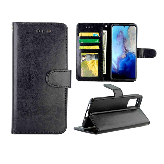 For Galaxy S20 Crazy Horse Texture Leather Horizontal Flip Protective Case with Holder & Card Slots & Wallet & Photo Frame(Black)-garmade.com