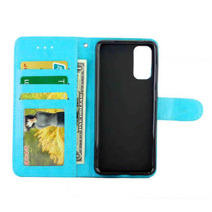 For Galaxy S20 Crazy Horse Texture Leather Horizontal Flip Protective Case with Holder & Card Slots & Wallet & Photo Frame(Baby Blue)-garmade.com