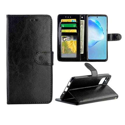 For Galaxy S20+ Crazy Horse Texture Leather Horizontal Flip Protective Case with Holder & Card Slots & Wallet & Photo Frame(Black)-garmade.com