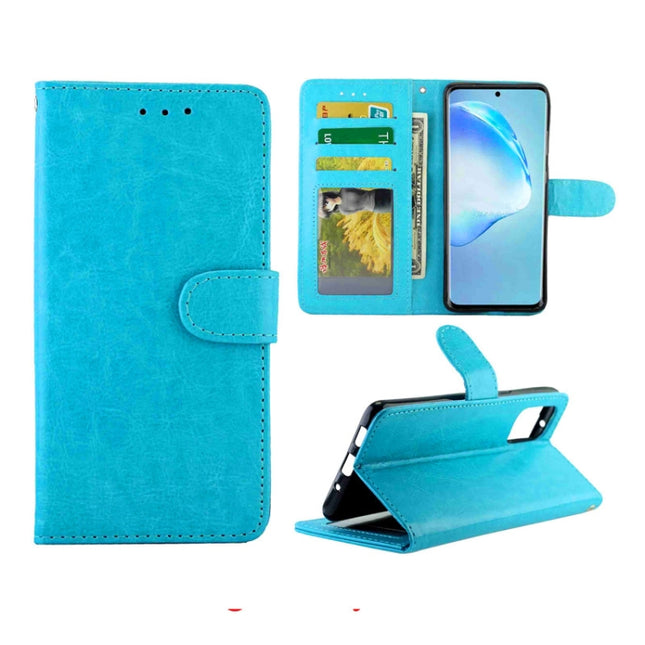 For Galaxy S20+ Crazy Horse Texture Leather Horizontal Flip Protective Case with Holder & Card Slots & Wallet & Photo Frame(Baby Blue)-garmade.com