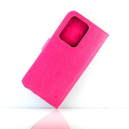 For Galaxy S20 Ultra Crazy Horse Texture Leather Horizontal Flip Protective Case with Holder & Card Slots & Wallet & Photo Frame(Magenta)-garmade.com