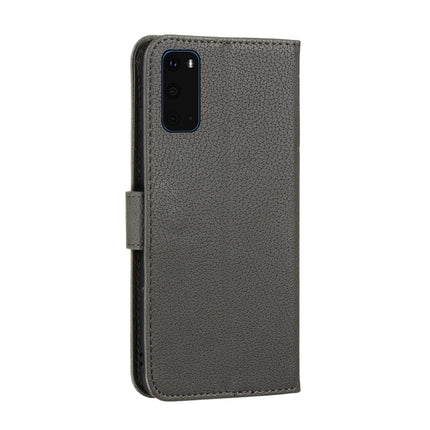 For Galaxy S20+ Litchi Texture Feather Embossing Horizontal Flip PU Leather Case with Holder & Card Slots & Wallet & Photo Frame & Lanyard(Grey)-garmade.com