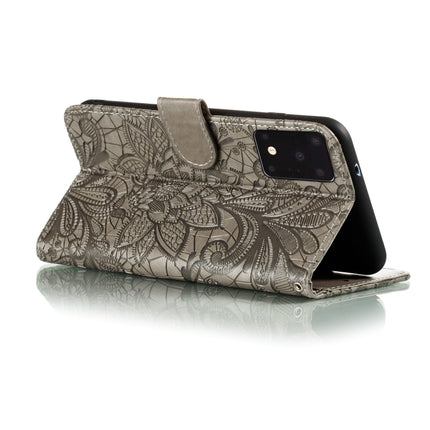 For Galaxy S20 Ultra Lace Flower Embossing Pattern Horizontal Flip PU Leather Case with Holder & Card Slots & Wallet & Photo Frame & Lanyard(Grey)-garmade.com