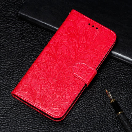 For Galaxy S20 Ultra Lace Flower Embossing Pattern Horizontal Flip PU Leather Case with Holder & Card Slots & Wallet & Photo Frame & Lanyard(Red)-garmade.com